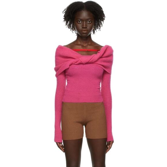 JACQUEMUS La Montagne 'La Maille Ascua' Pink Sweater Sz Small - Picture 3 of 11